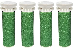 JIUMI 4 Pack Extra Coarse Green Replacement Roller Refills Compatible with Scholl Express Pedi Foot Smoother