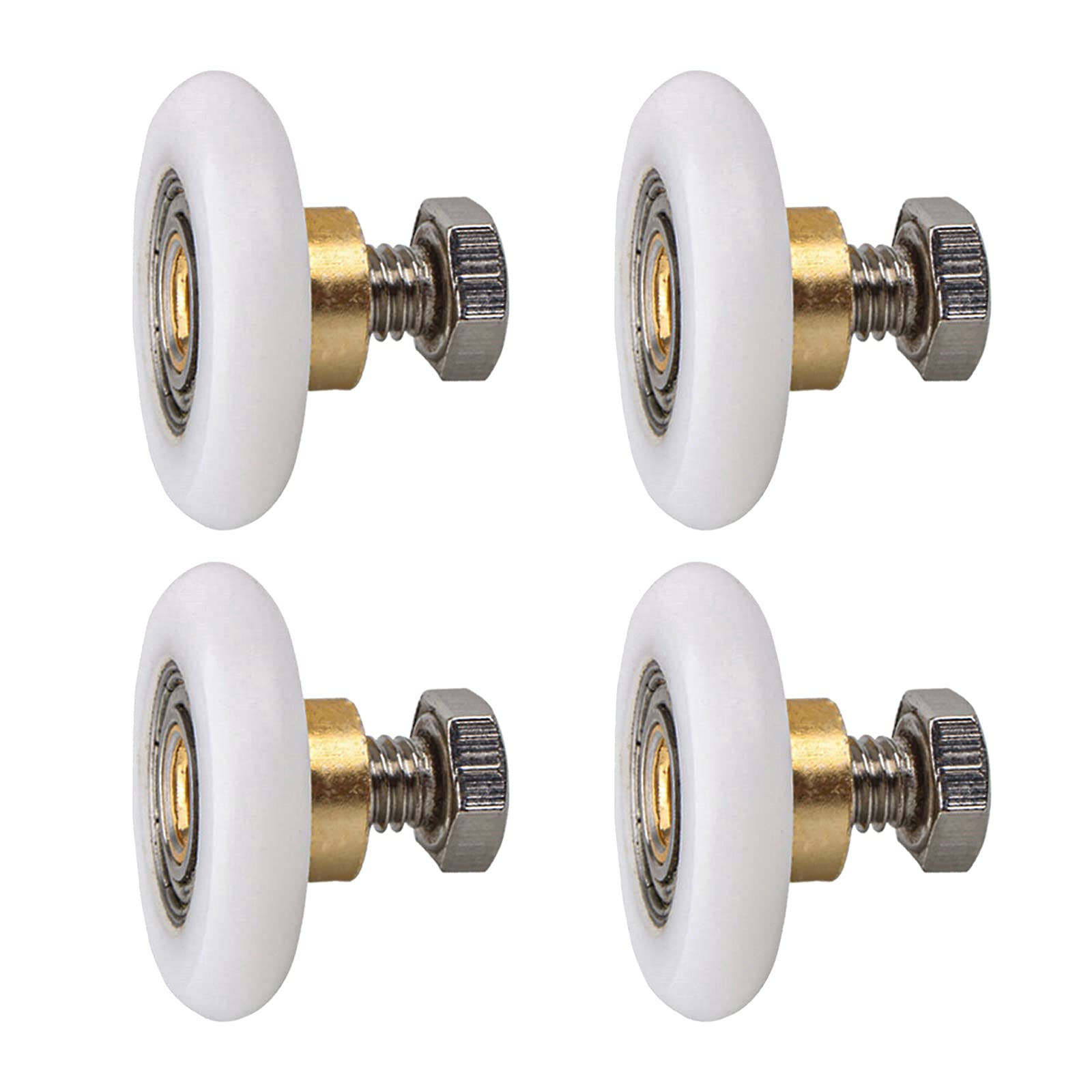 Qikuver Shower Door Roller, 4 Sets Shower Door Rollers Runners 20mm Diameter Bathroom Twin Wheels Pulleys Top and Bottom Replacement Parts (20MM)