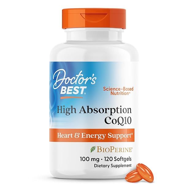 DOCTOR’S BEST HIGH ABSORPTION COQ10 WITH BIOPERINE, GLUTEN FREE, NATURALLY FERMENTED, HEART HEALTH, ENERGY PRODUCTION, 100 MG, 120 COUNT