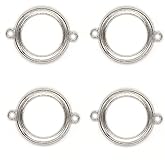 20 Pcs Round Shaped Open Bezels with Double Bail Connector Resin Mold Frame Pendants for DIY Crafts Jewelry Making (Silver)