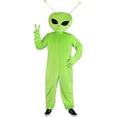 Adult Alien Costume, Classic Green Extraterrestrial Jumpsuit, Oversized Martian Outfit