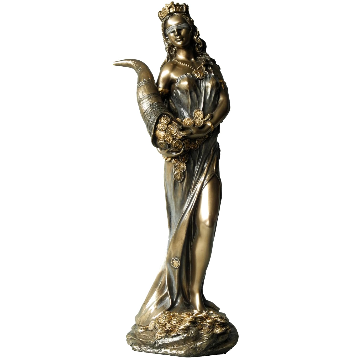 Bronze Effect Roman Goddess Fortuna Figurine - Height 29 cm