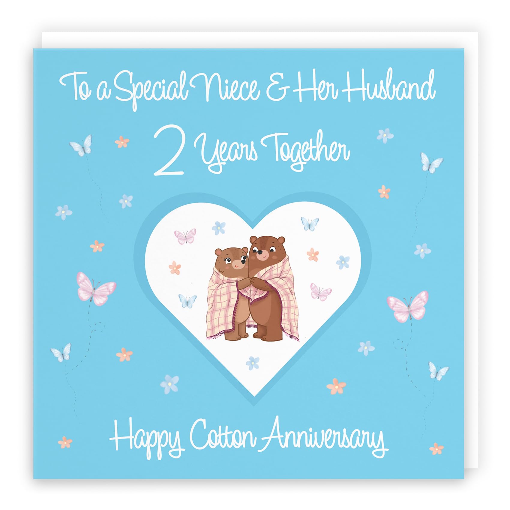 Hunts England - Niece & Husband 2nd Anniversary Card - 2 Years - Cotton Anniversary - Romantic Meadows - Fun Card - Second Anniversary Card For Niece And Husband — image 1