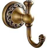 Leyden Antique Brass Towel Hook, Bathroom Robe Hooks, Wall Mounted Retro Single Door Coat Clothes Hanger
