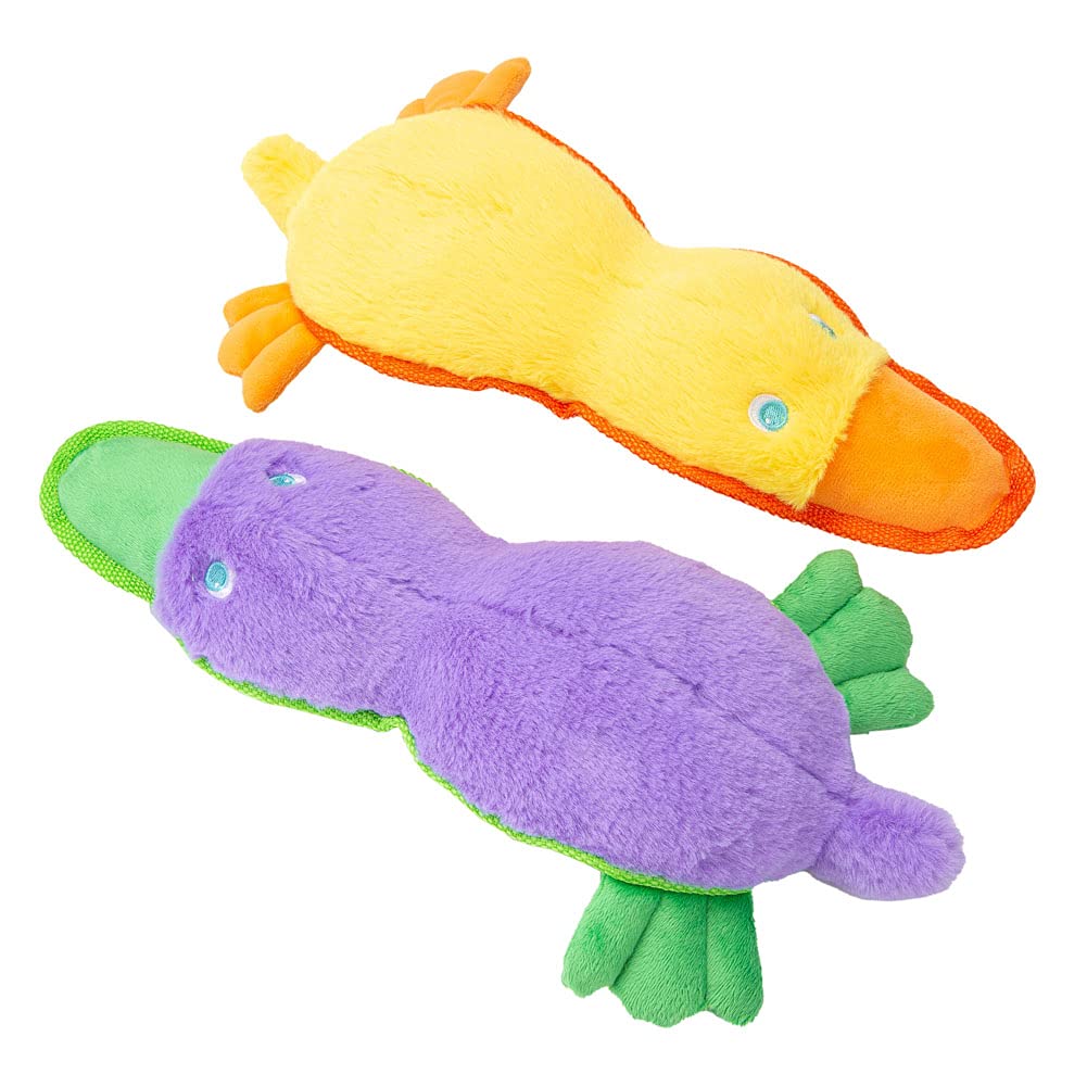 JOYELF Plush Squeaky Dog Toy Stuffed Hedgehog Dog Chew Toy for Medium Large Dogs, Cuddly Soft Toy for Dogs Durable toys with Squeakers, 2 Pack Ducks