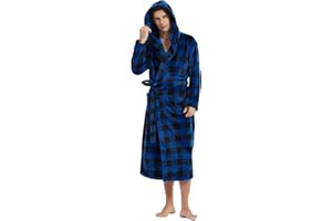 Vulcanodon Mens Robe with Hood, Fleece Bathrobe Plush Robes for Men