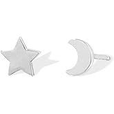 Boma Jewelry Sterling Silver Moon & Star Stud Earrings