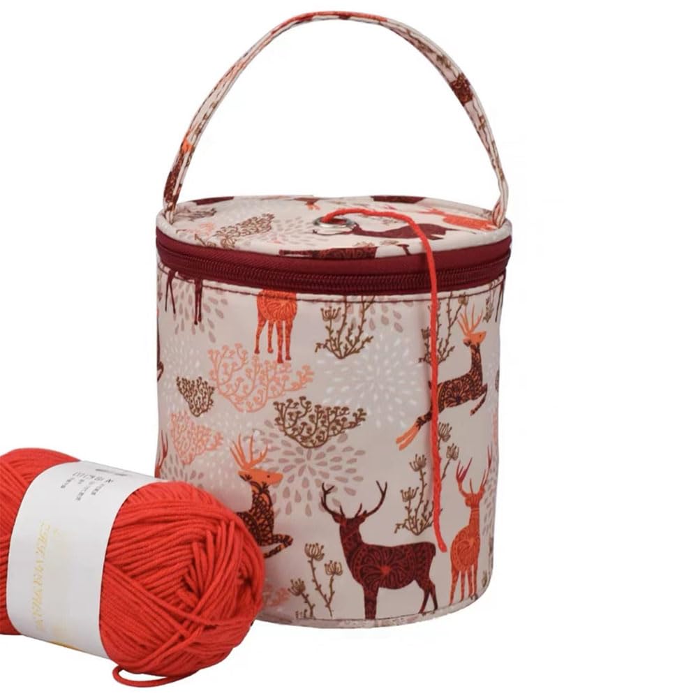Oaygat Yarn Storage Bag Knitting Projects Organizer Bag for Yarn Crochet Bag Portable Knitting Bag with Hole Zipper Storage Bag Knitting Crochet Projects Bag for Wool and Needle Storage Small Size Bag