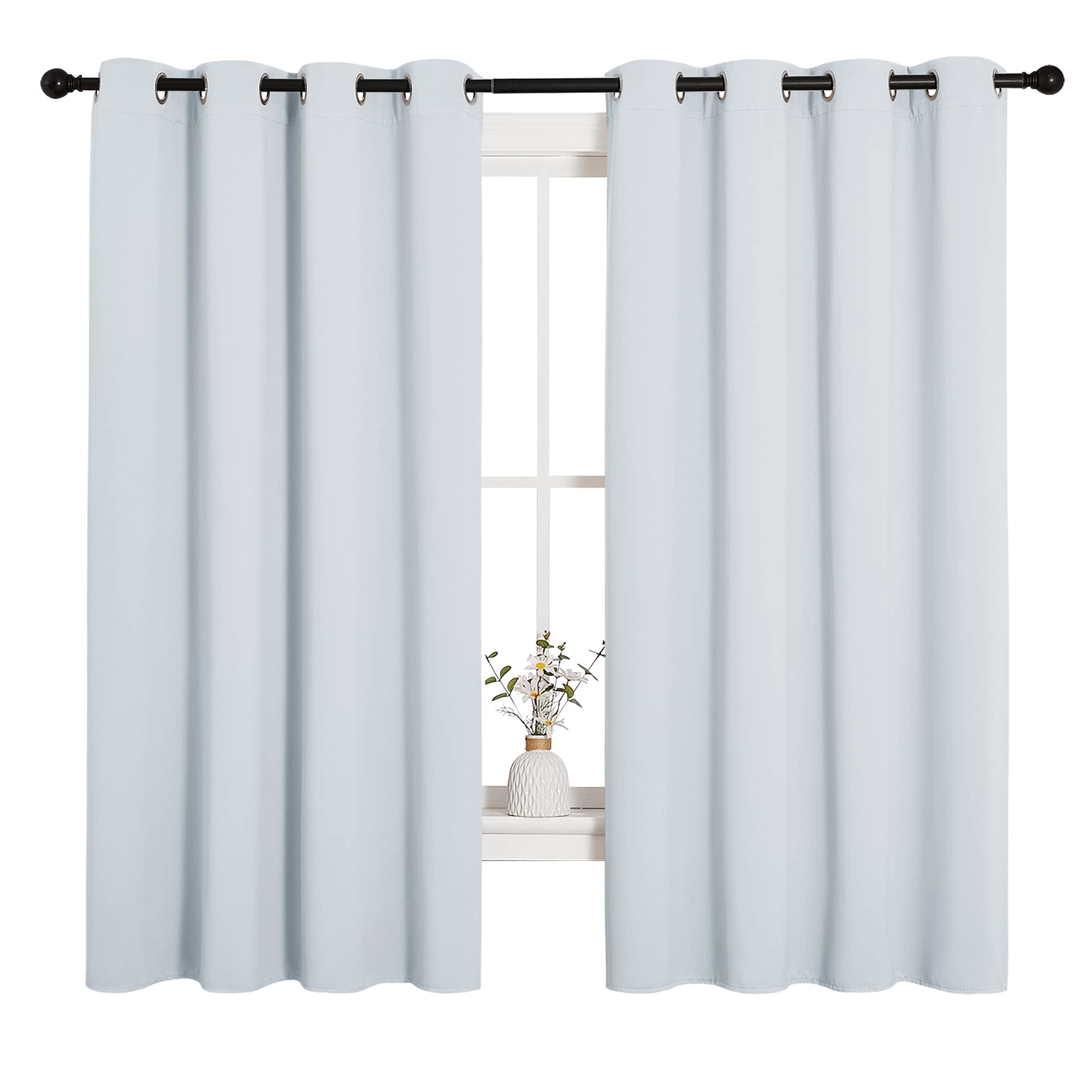 Photo 1 of NICETOWN Room Darkening Draperies Curtains Panels, Window Treatment Thermal Insulated Grommet Room Darkening Curtains/Drapes for Bedroom (Greyish White, 2 Panels, 55 by 68)