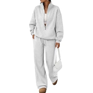 Trendy Queen Womens Sweat Sets Oversized Sweatsuits Fall Outfits | Fleece Lined,Matching 2 Piece Lounge Sets, Half Zip Pullov
