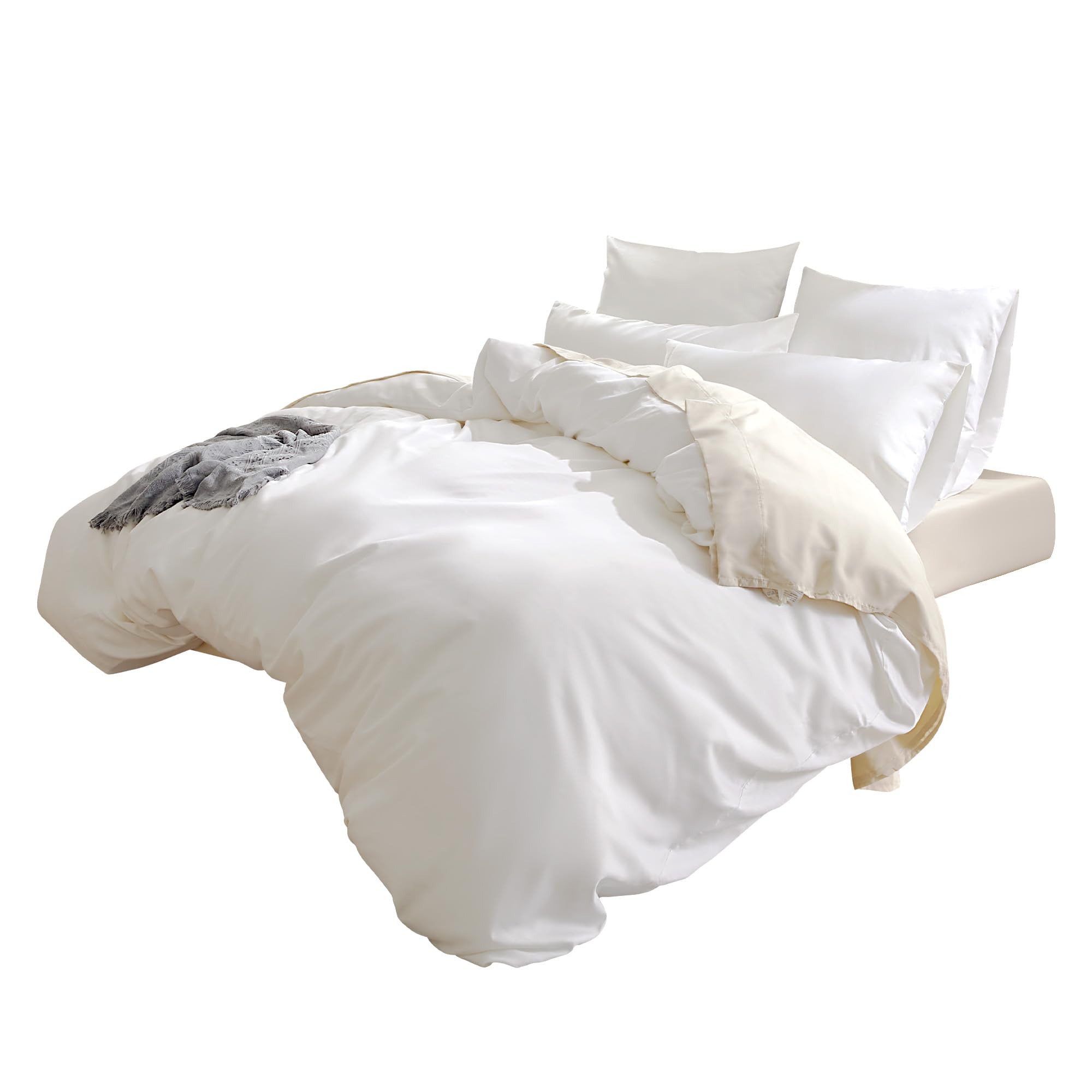 Sonive 100% Cotton King Size Duvet Cover Set with Pillowcases White,Hotel Quality Quilt Cover Bedding Sets 155 x 220 cm, 2 pillowcases 80 x 80 cm, White, Lightweight, Breathable,Soft Bed Covers