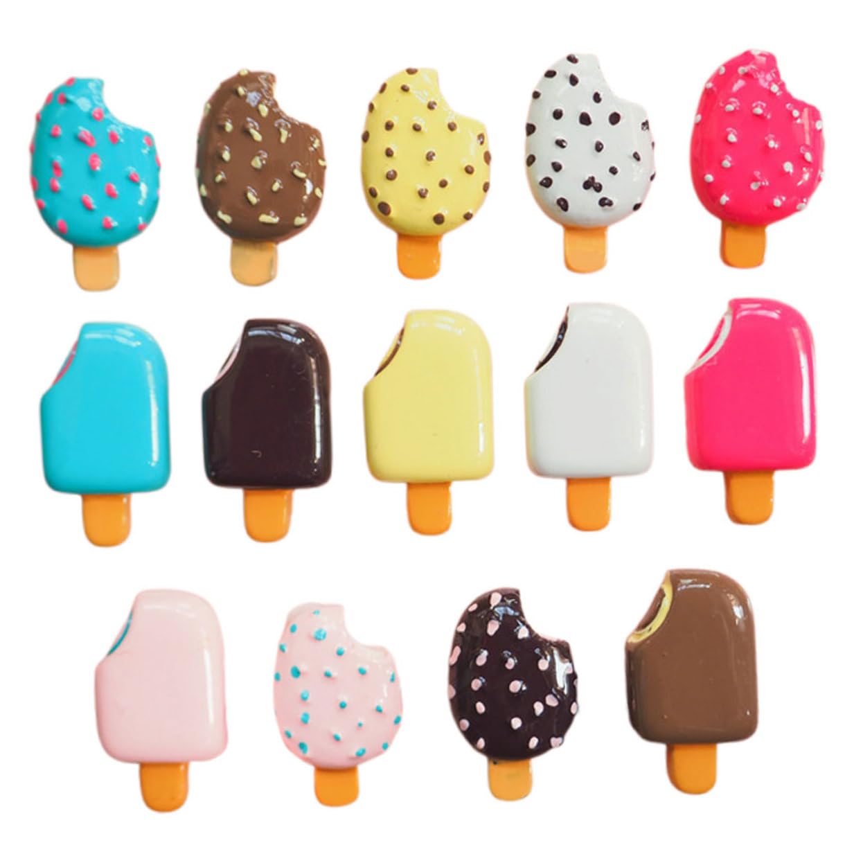 UPKOCH 14pcs Mini Resin Ice Cream Charms Fake Popsicle Decorations for DIY Phone Case Craft Projects and Party Favors Non-fading Kawaii Food Props