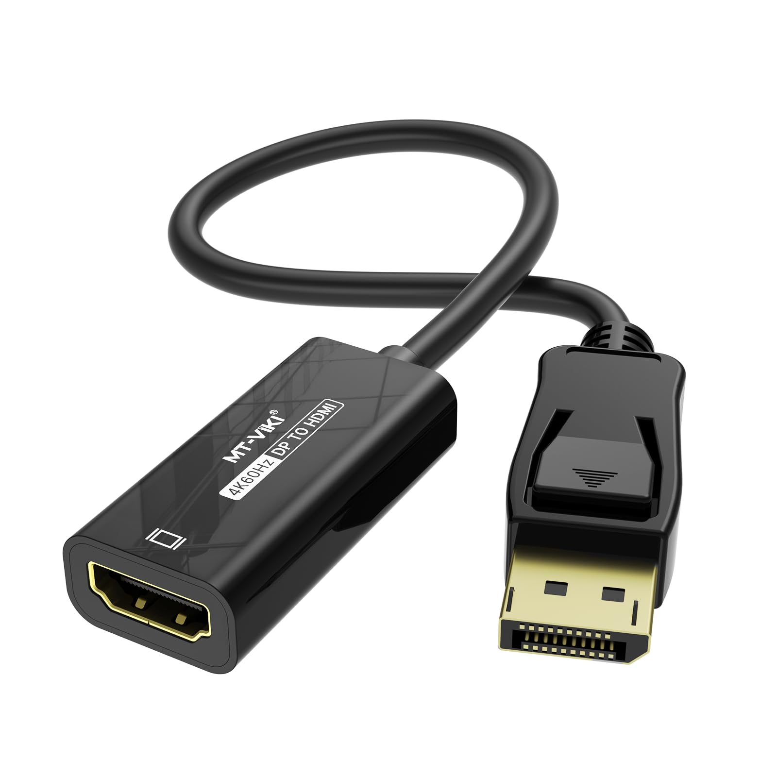 MT-VIKI DisplayPort to HDMI Adapter, 4K@60Hz Unidirectional DP to HDMI Adapter, Compatible with HP, ThinkPad, AMD, NVIDIA, Desktop and More - Male to Female