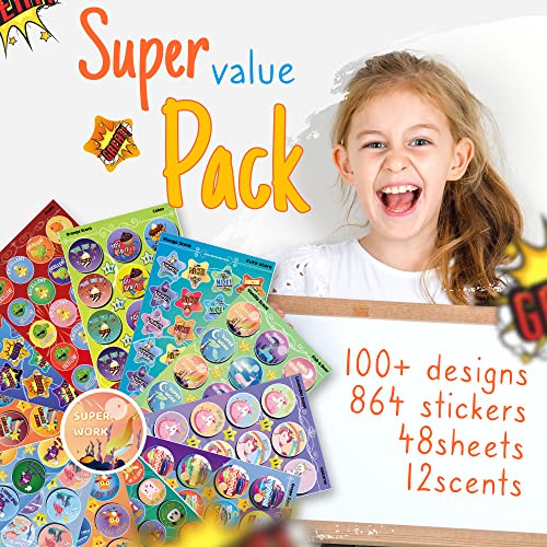 HORIECHALY Scratch and sniff Stickers, Smelly Stickers for Kids 48