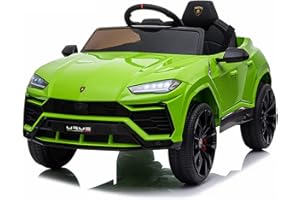 SEGMART 12V kids Ride On Car Licensed Lamborghini Urus Electric Car for Kids Vehicle Toy/Parent Remote Control, USB Port, AUX, Spring Suspension, Opening Door, LED Light, Green