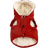 Vecomfy Fleece Lining Extra Warm Dog Hoodie in Winter for Small Dogs Jacket Puppy Coats with Hooded,Red M
