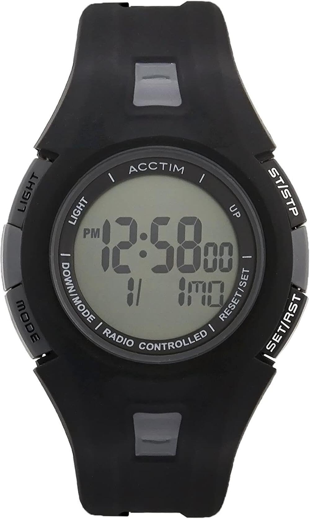 Acctim Alarme Radio Controlled Watch Black Digital Sports Watch