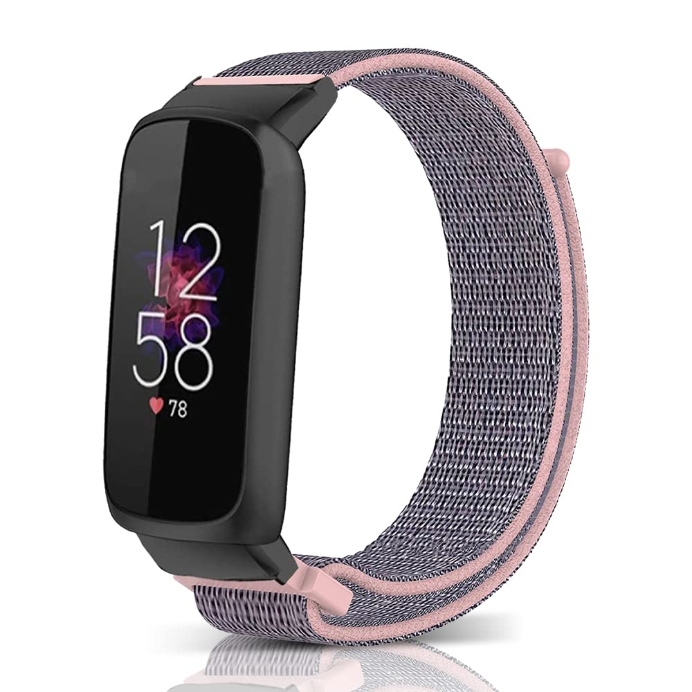 Niboow Strap Compatible with Fitbit Luxe, Men Women Children Nylon Soft Lightweight Breathable Watch Band Compatible with Fitbit Luxe - Pink