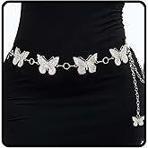 ELABEST Butterfly Belt Rhinestone-Metal-Turquoise Gold Silver Carving Chunky Waist Chain Accessories for Women