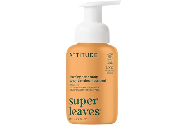 ATTITUDE Foaming Hand Soap, Made in Canada, EWG Verified, Dermatologically Tested, Plant and Mineral-Based, Vegan Personal Ca