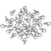 PH PandaHall 100pcs Lobster Claw Clasps Grade A 304 Stainless Steel Jewelry Lobster Clasp Fastener Hook Clasps for Necklaces Bracelet Jewelry Making, 9x5mm