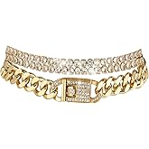 14K Gold Anklets for Women Waterproof Rhinestone Ankle Bracelet Layered Cuban Link Chain Diamond Anklet Beach Jewelry for Women