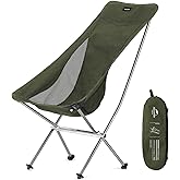 Naturehike Folding Camping Chair, Lightweight High Back Portable Compact Chair, Large Heavy Duty 330lbs for Adults, Hiking Camp Backpacking Festival Travel Beach Picnic Fishing with Storage Bag, Green