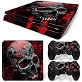 Gam3Gear Vinyl Decal Protective Skin Cover Sticker for PS4 Slim Console & Controller (NOT for PS4 or PS4 Pro) - Red Skull