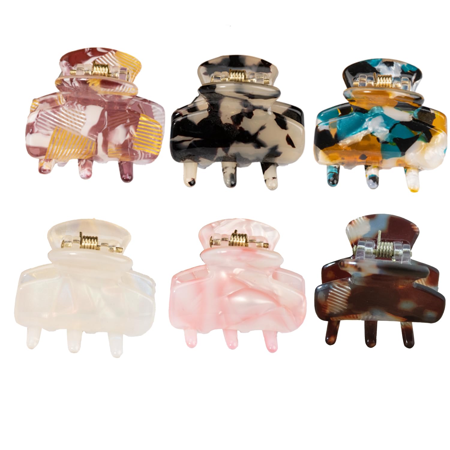 6 Pcs Mini Grip Claw Clamps - Non-Slip Acrylic Styling Accessories for Women & Girls, Small Jaw Clips for Fine or Thin Strands (Multicolor Fashion Essentials)