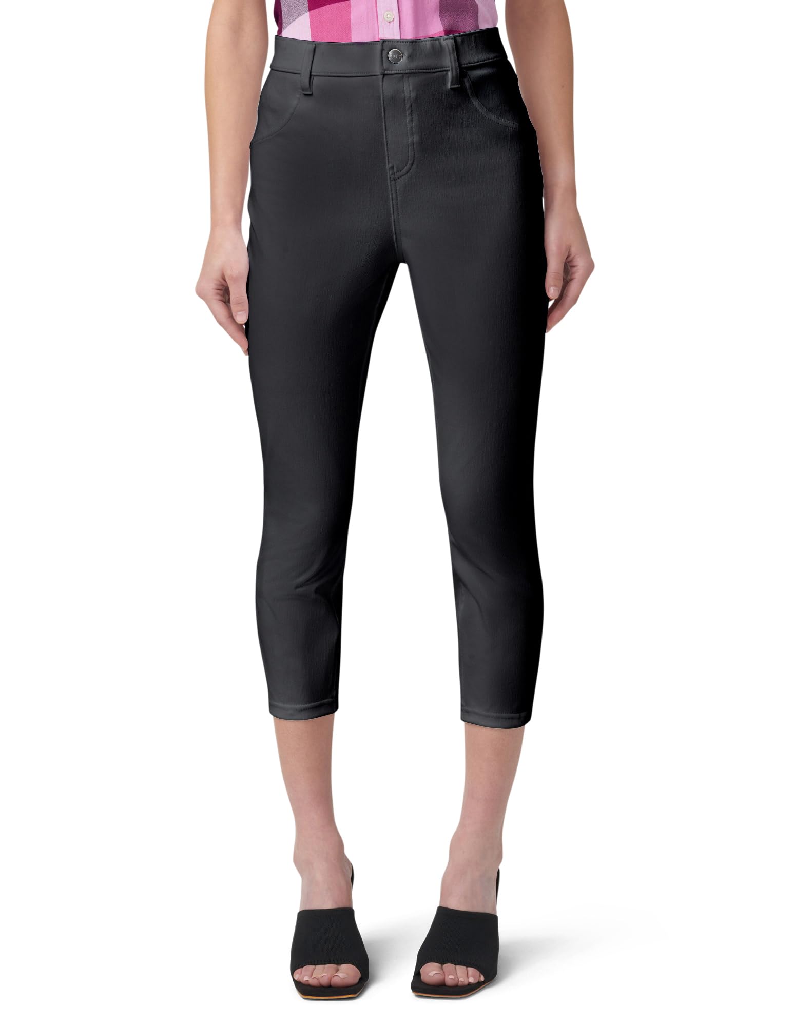HUE Women’s Ultra Soft High Waist Denim Capri Leggings, Black