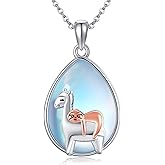 JERWLI Alpaca Sloth Necklace 925 Sterling Silver Alpaca Sloth Pendant Jewelry Gifts for Women Alpaca Sloth Lovers