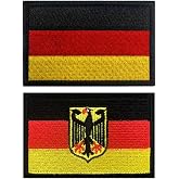 Antrix Pack of 2 Germany Flag Tactical Patch | Full Embroidered Color | Hook and Loop Fastener German Eagle Applique Emblem | Used for Caps,Jacket,Backpacks,Vest,Harness,Coat,Work Uniform, Clothes
