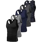 5 Pack Men's Camouflage Compression Shirts Sleeveless Athletic Workout Tank Top Sports Baselayer Running Undershirt