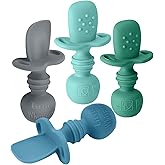 LittleWhispers Baby Silicone Spoons - Self Feeding 6 Months - Infant, Toddler, & Kid Friendly Utensils - First Stage, Baby Le