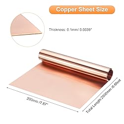 uxcell 99.9% Pure Copper Sheet Roll, 2000mm x 200mm