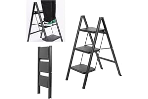 JADDUO Step Ladder 3 Step Stool Ergonomic Folding Step Stool with Wide Anti-Slip Pedal 430 lbs Sturdy Step Stool for Adults Multi-Use for Household, Kitchen, Office