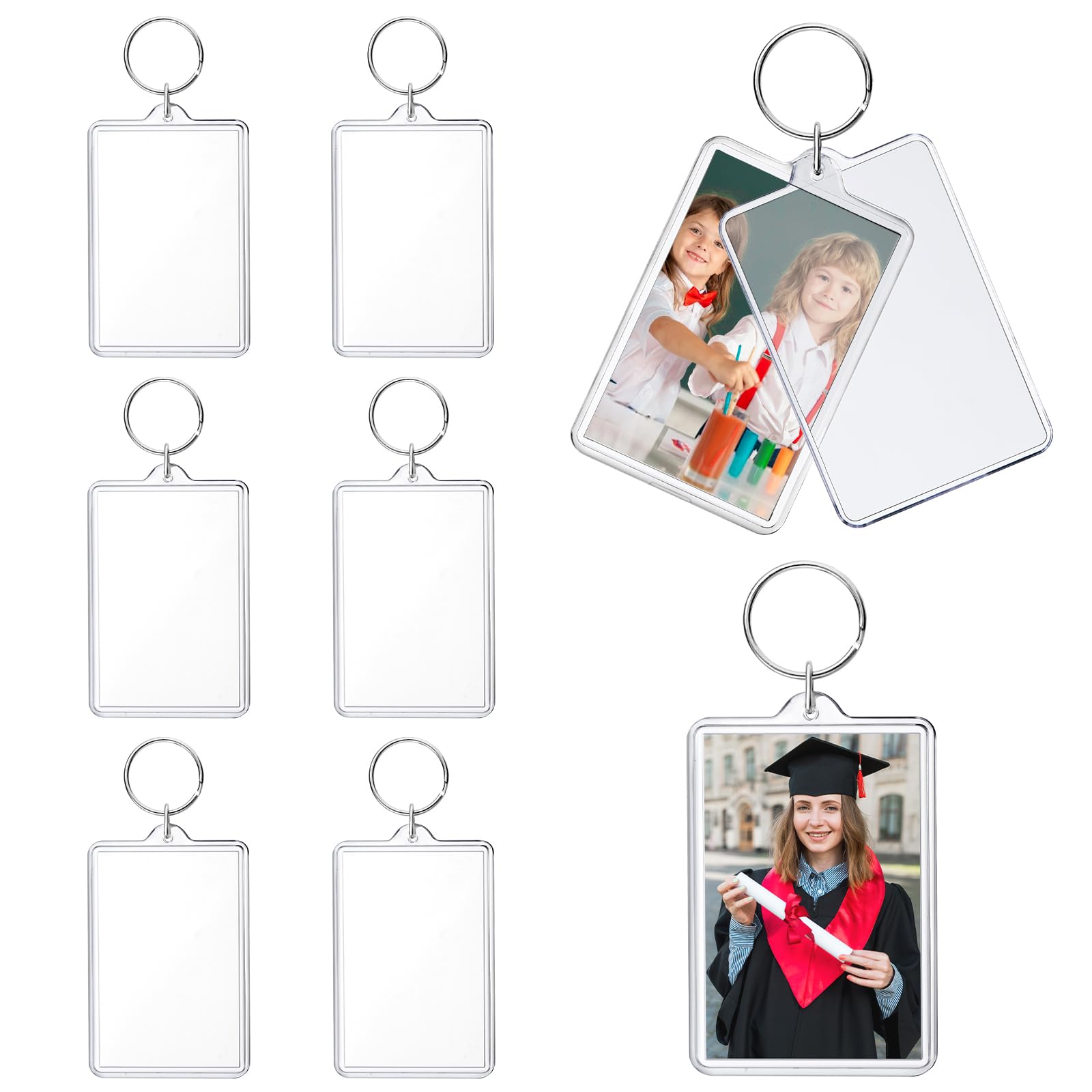 Photo 1 of ZZYFGH 8 Pcs Photo Keychain (2 * 3 inch) Picture Frame Keychains Bulk, Acrylic Clear Rectangle Photo Keychain for DIY Craft Graduation Gift
