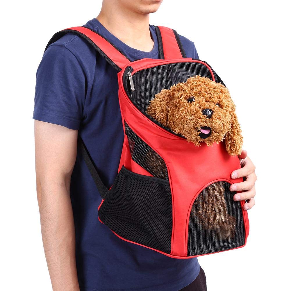 Dog Carrier Backpack Breathable Pet Carrier Bag with Mesh Comfort Cat Backpack Bag Pet Rucksack for Small Dogs Cats Hiking Travel Camping Outdoor (Red)