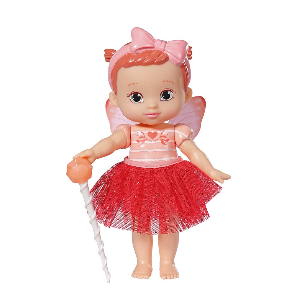 Zapf Creation 831823 BABY born Storybook Fairy Poppy 18 cm - fairy doll with fluttering wings, color change tattoo, fairy light, magic wand, backdrop and picture book