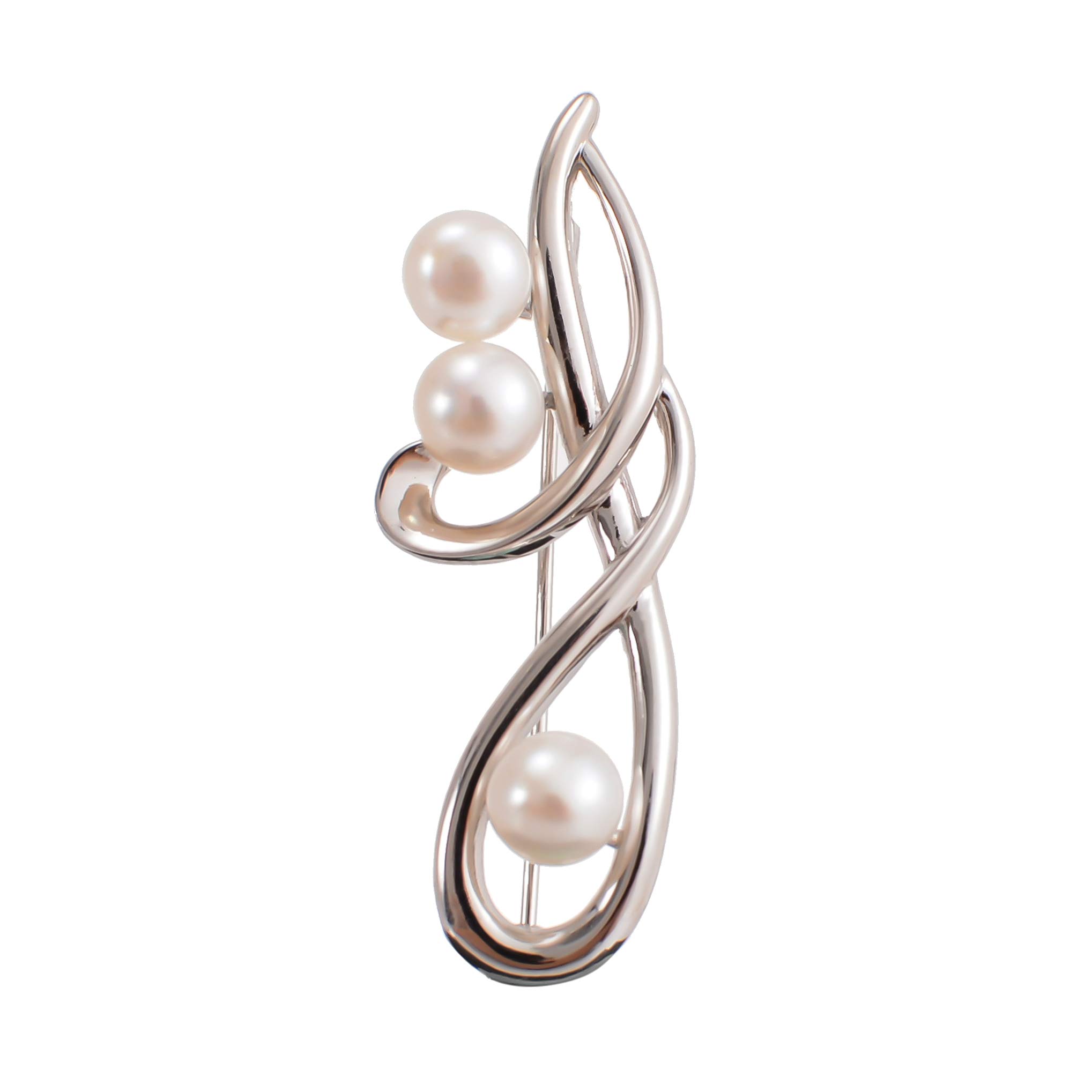 Mackintosh Style Sterling Silver and Pearl Brooch, White Freshwater Pearls, Genuine Sterling Silver, Glossy Finish, Attractively Packaged, Some Variation in Colour Tone May Occur