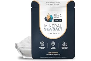 Baja Gold Mineral Sea Salt - Pure & Organic Real Salt for Cooking & Baking | Fine Grind Sea Salt - Low Sodium | Natural Baja Salt - Ideal for All Culinary Uses | 1 lb. Resealable Bag, 300+ Servings
