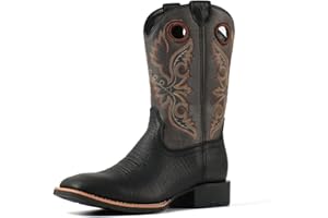 SUREWAY Western Boots For Men - Mens Square Toe Cowboy Boot, Oil/Slip Resistant, Durable Fashionable Classic Pull on 10 Inch Mid-Calf Wellington Boots