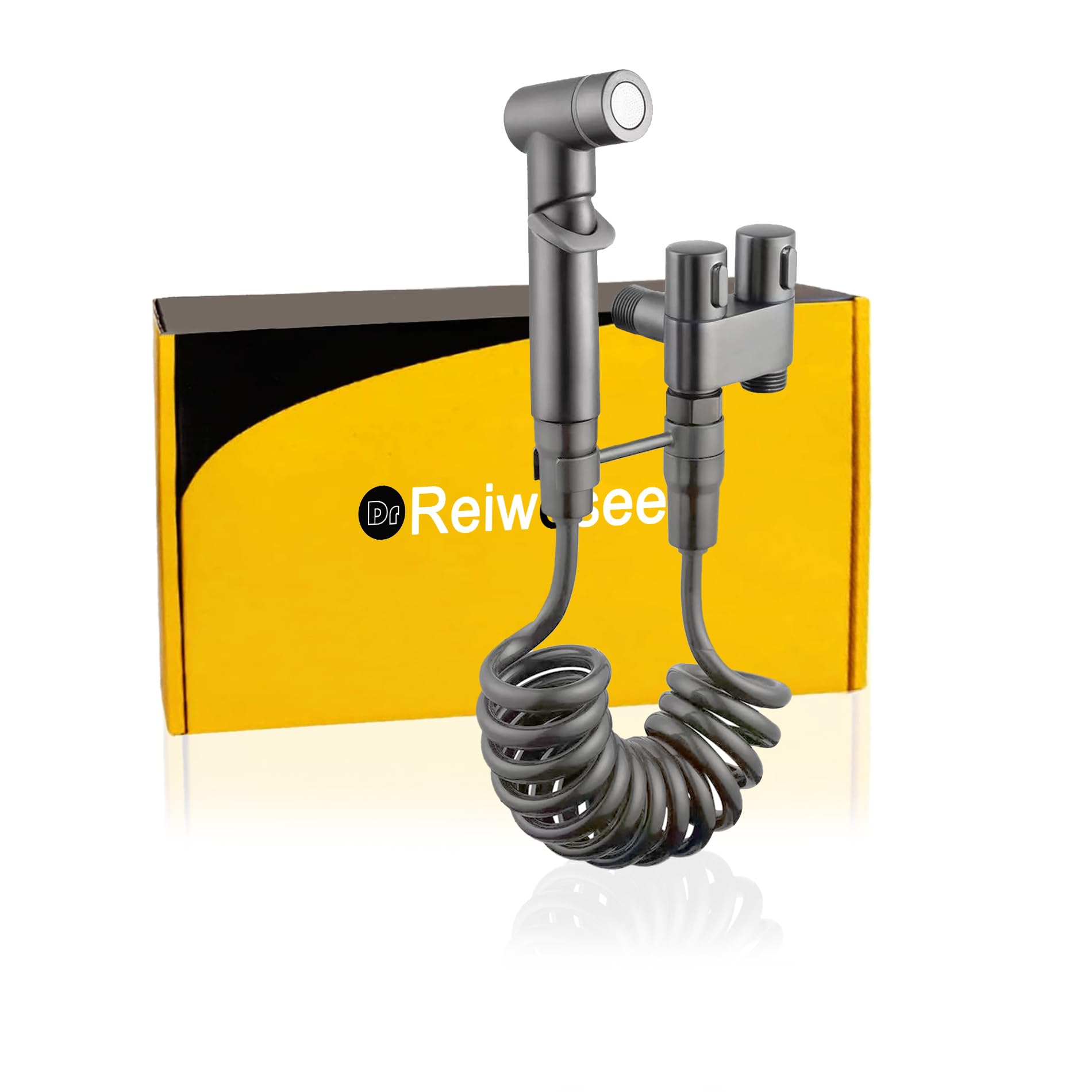 Bidet Sprayer Kit Bidets Attachment for Toilet UK, Portable Bidet Shower with Extendable 2m Hose & Dual Control Valve Sprayer, Muslim Shower, Bath taps with Shower Attachment (Grey)