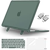 MOSISO Compatible with MacBook Air 13 inch Case 2026 2025-2022 M4 A3240 M3 A3113 M2 A2681, 4 in 1 Seamlessly Closes Crack-Resistant Hard Shell with Kickstand for MacBook Air 13.6 Case, Emerald Green