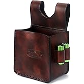 TOURBON Leather Waist Shooting Ammo Bag Shotgun Shell Pouch with 2 Bullet Loop