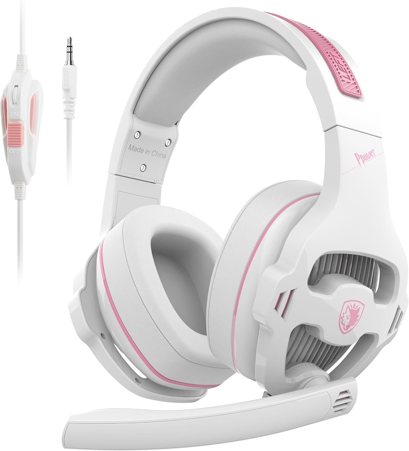 Pink Gaming Headset with Mic for PS5 PS4 Xbox Series X|S PC, Wired Gaming Headset with Noise Cancelling Microphone, Cute Gaming Headphones for Girls, Stereo PC Headset for Nintendo Switch
