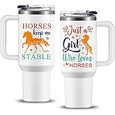 NIAXAUYT Horse Gifts for Women Girls, Horses Keep Me Stable Tumbler Cup 40oz, Christmas Birthday Gifts for Horse Riding Lovers, Just a Girl Who Loves Horses Gift Cup