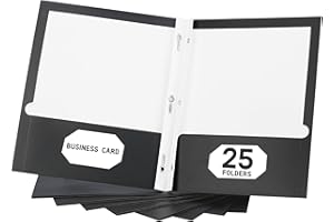 VZCPYTPM Black 2-Pocket Folder with Prongs,25 Packs File folders Letter Size,Paper Two Pocket Folders for Classroom,Office and Home,3 Metal Prong Folder