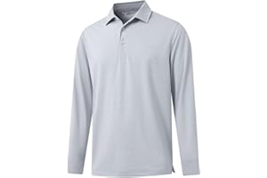 M MAELREG Golf Shirts for Men Dry Fit Performance Moisture Wicking Casual Heather Collared Long Sleeve Polo Shirts for Men