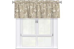 XZXFSYJH Curtain Valances for Windows 1 Panel White Flower Spring Rod Pocket Small Short Valances Light Filtering Window Trea